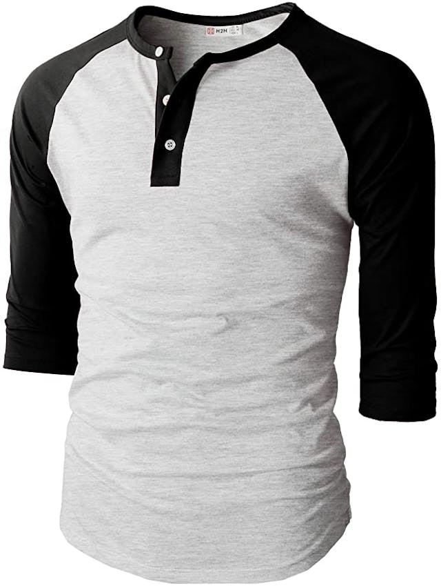 Slim-fitting style, contrast raglan long sleeve, three-button henley placket, light weight & soft fabric for breathable and comfortable wearing. And Solid stitched shirts with round neck made for durability and a great fit for casual fashion wear and diehard baseball fans. The Henley style round neckline includes a three-button placket.